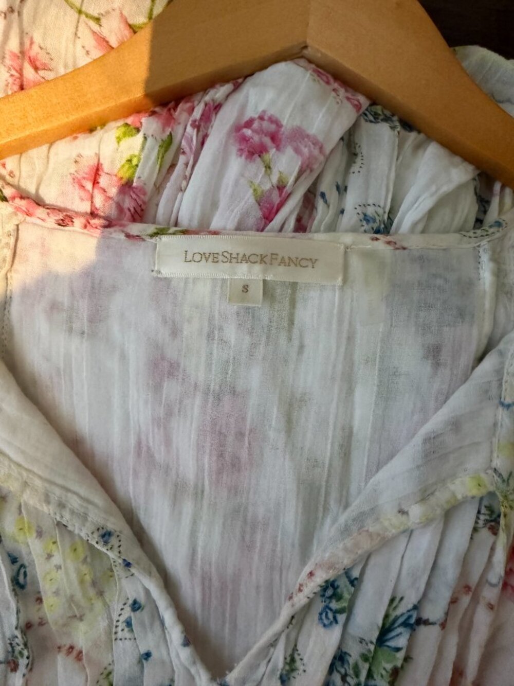 LoveShack Fancy Floral Smocked Ruffle Mini Dress Sz S - Picture 3 of 3